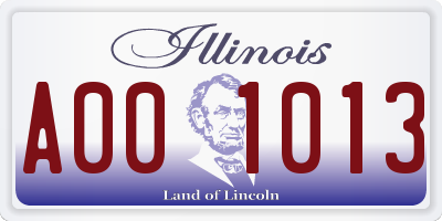 IL license plate A001013