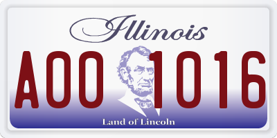 IL license plate A001016