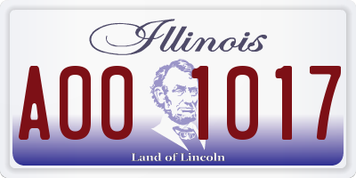 IL license plate A001017