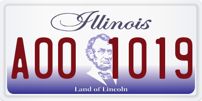 IL license plate A001019