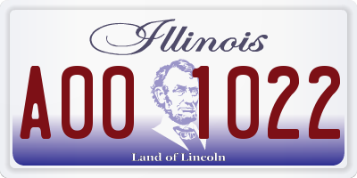 IL license plate A001022
