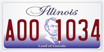 IL license plate A001034