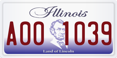 IL license plate A001039