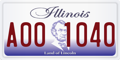 IL license plate A001040