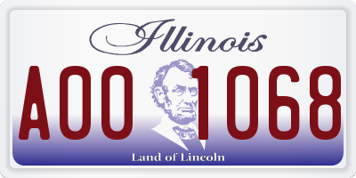 IL license plate A001068