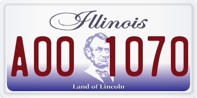 IL license plate A001070