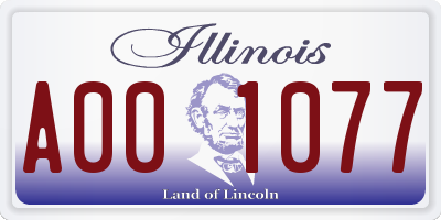 IL license plate A001077