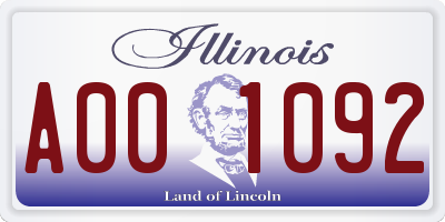 IL license plate A001092