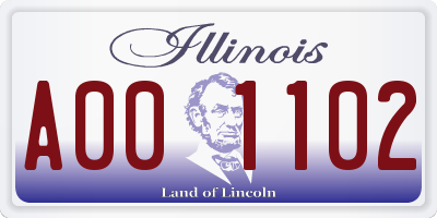 IL license plate A001102