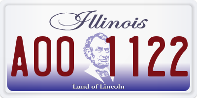 IL license plate A001122