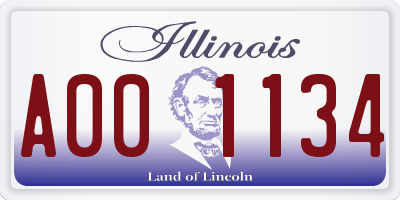 IL license plate A001134