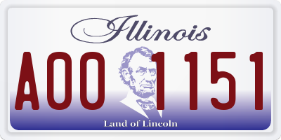 IL license plate A001151