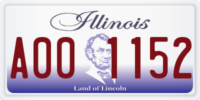 IL license plate A001152