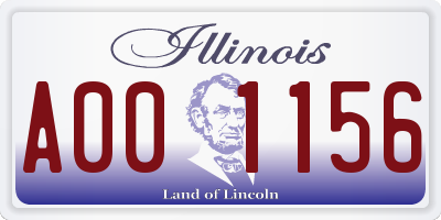 IL license plate A001156