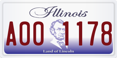 IL license plate A001178