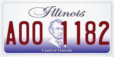 IL license plate A001182