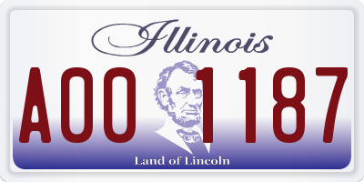 IL license plate A001187