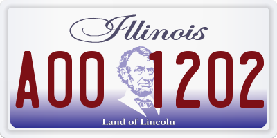 IL license plate A001202
