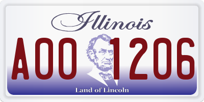 IL license plate A001206