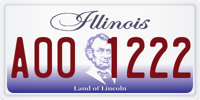 IL license plate A001222