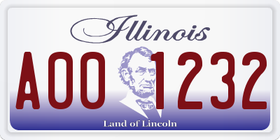 IL license plate A001232