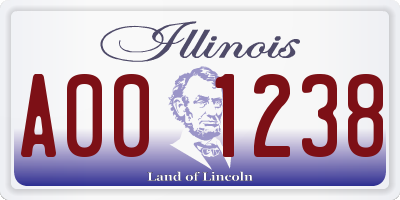 IL license plate A001238