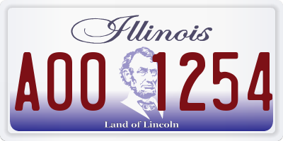 IL license plate A001254