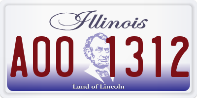 IL license plate A001312