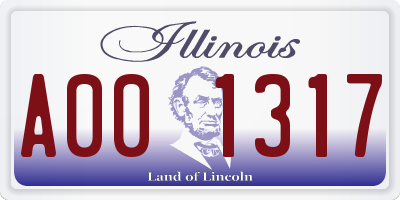 IL license plate A001317