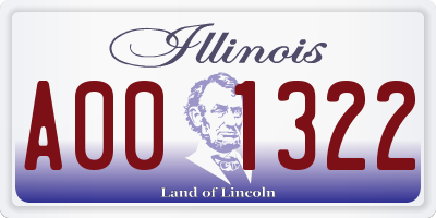 IL license plate A001322