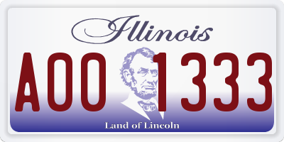 IL license plate A001333