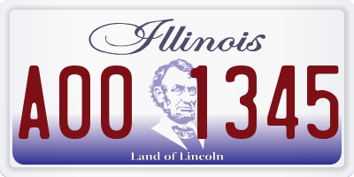 IL license plate A001345