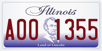 IL license plate A001355