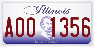 IL license plate A001356