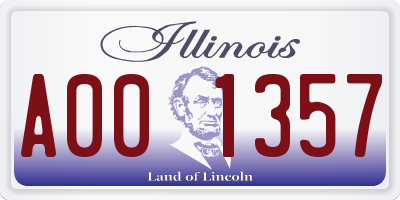 IL license plate A001357