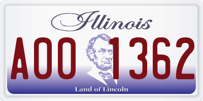 IL license plate A001362