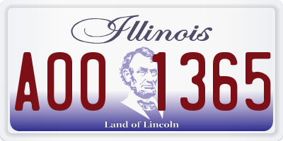 IL license plate A001365