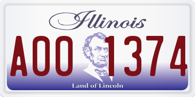 IL license plate A001374