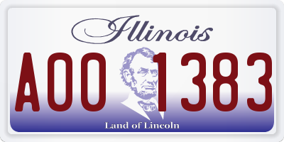 IL license plate A001383