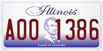 IL license plate A001386