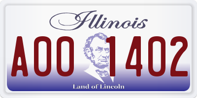 IL license plate A001402