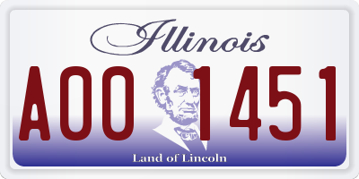 IL license plate A001451