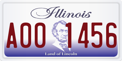 IL license plate A001456