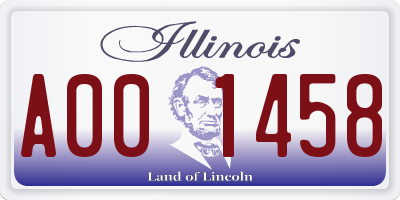 IL license plate A001458