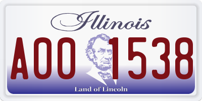 IL license plate A001538