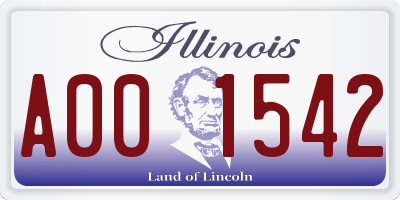 IL license plate A001542