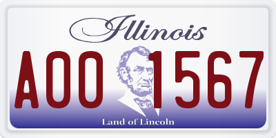 IL license plate A001567