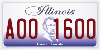 IL license plate A001600