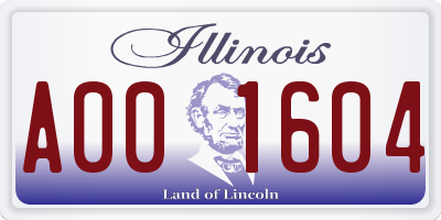 IL license plate A001604