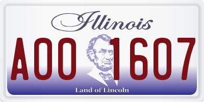 IL license plate A001607